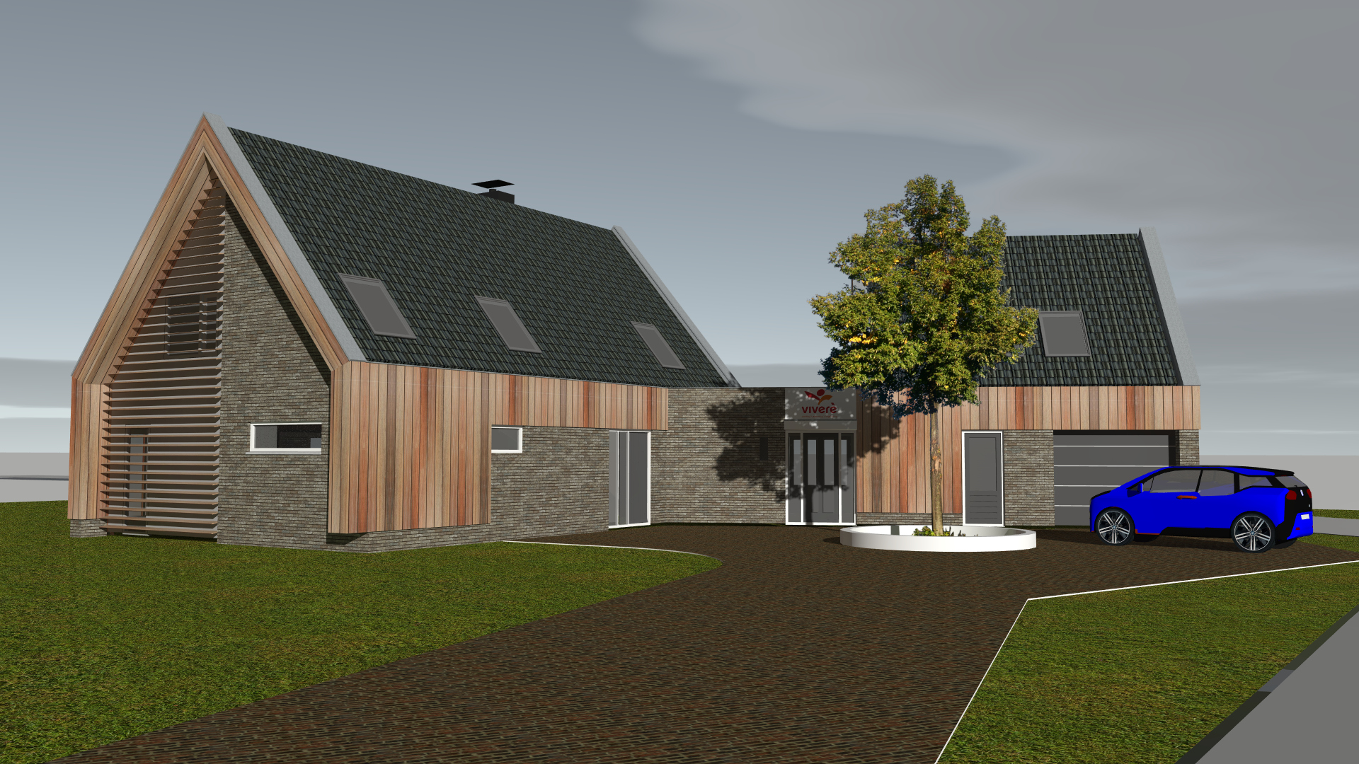 Het 3D-ontwerp van dezelfde woning